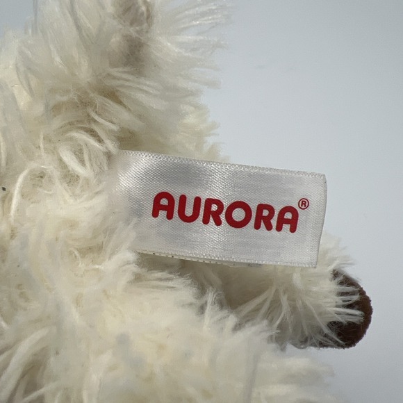 Aurora World LLAMA Stuffed Plush Animal 8" laying down off white brown feet 2019 - Picture 11 of 12